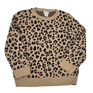 Crew Cuts Girls 6-7 Leopard Cheetah Print Pullover Cotton Sweater Long Sleeve